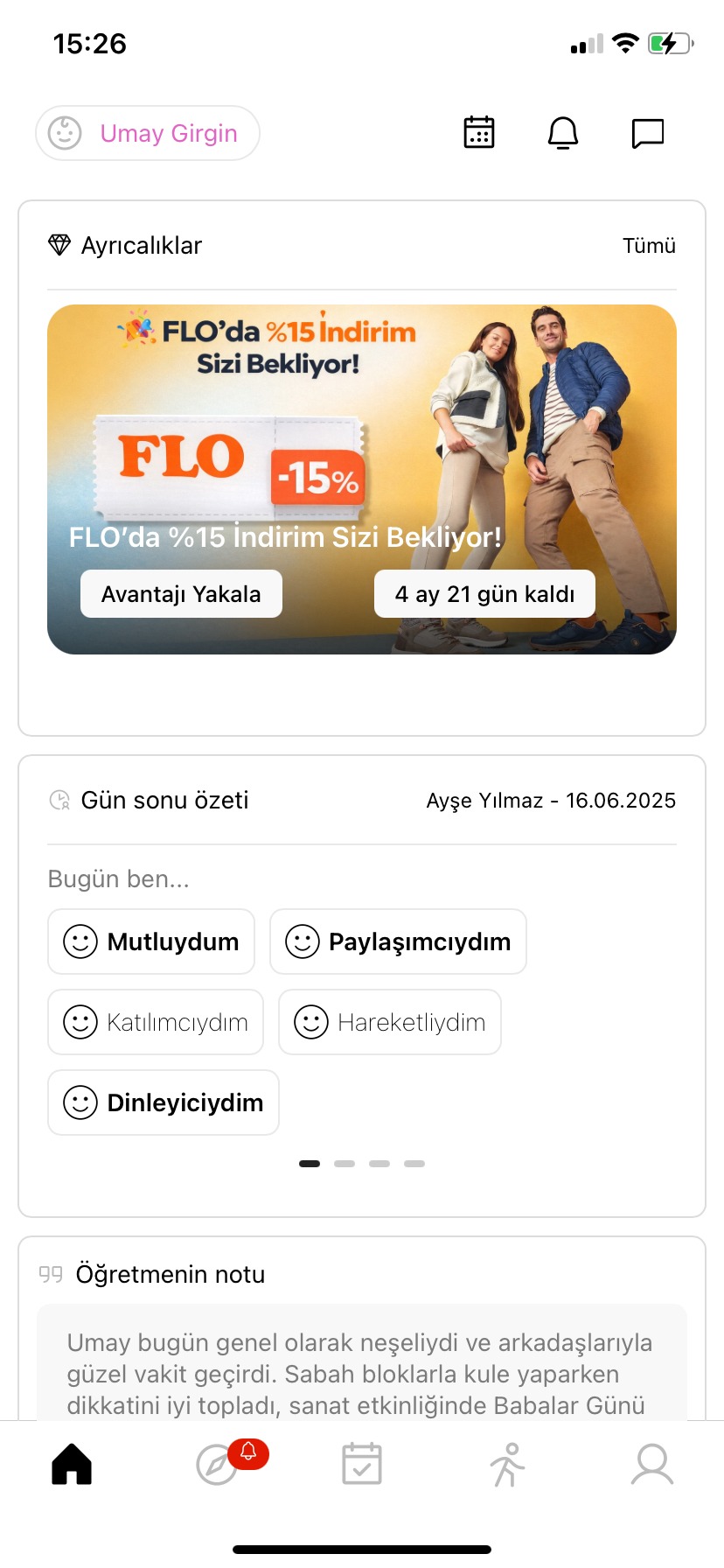 Kreşimcepte mobil uygulama ana sayfası 1. ekran görüntüsü